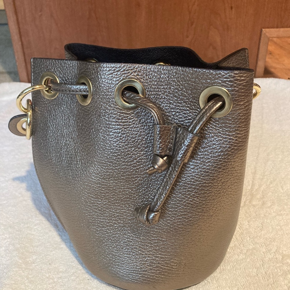 Metallic Leather Bucket Bag